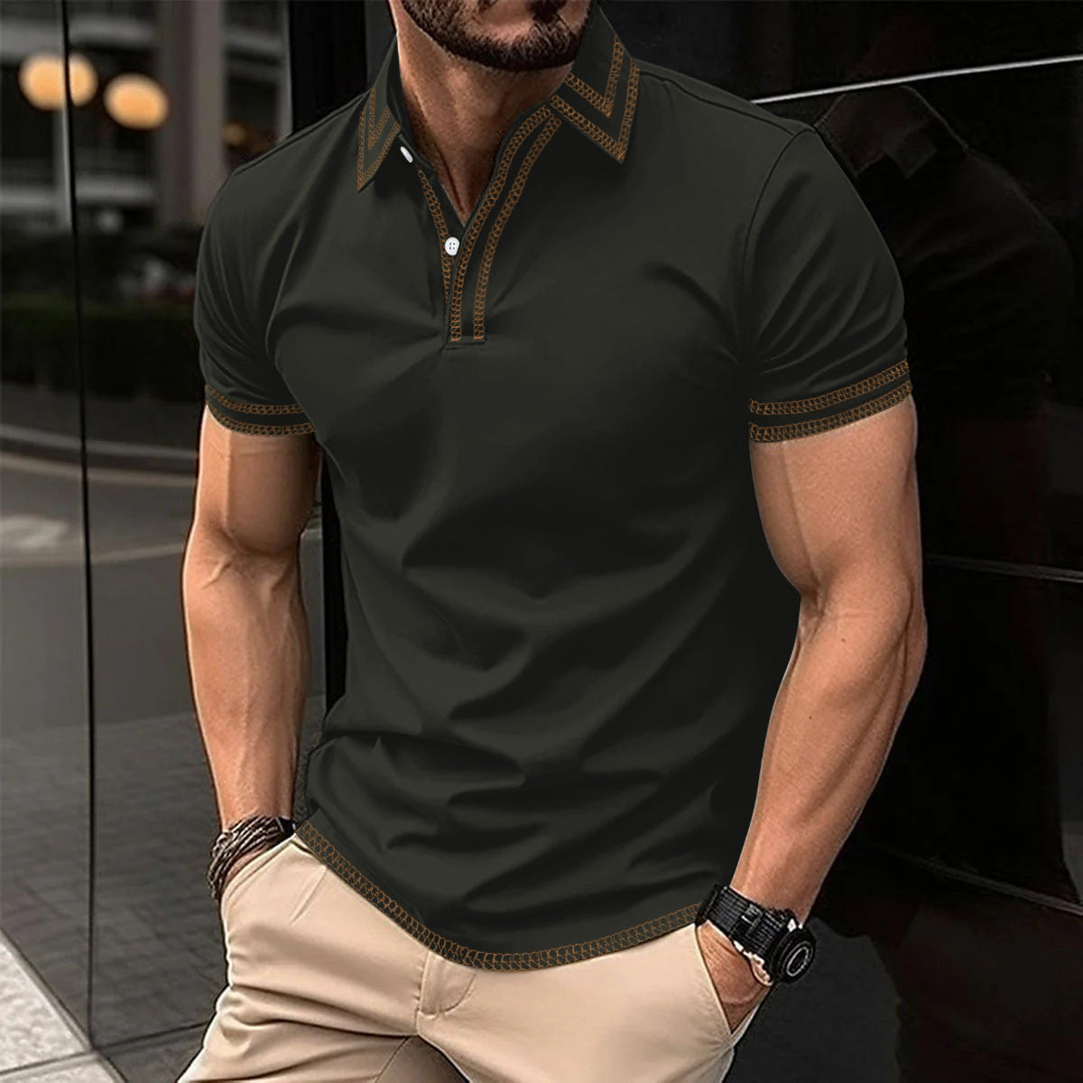Herren Poloshirt Modern mit Stickdetails Trendy