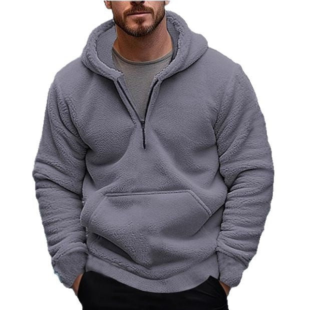 Herren Fleece Hoodie Warm mit Kängurutasche und Reißverschluss