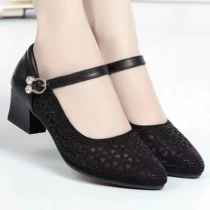 Damen Pumps Elegant Schimmernde Akzente Mit Riemen