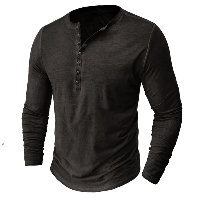 Herren Langarmshirt Modern Knopfleiste Eleganz