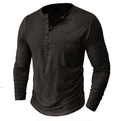 Herren Langarmshirt Modern Knopfleiste Eleganz