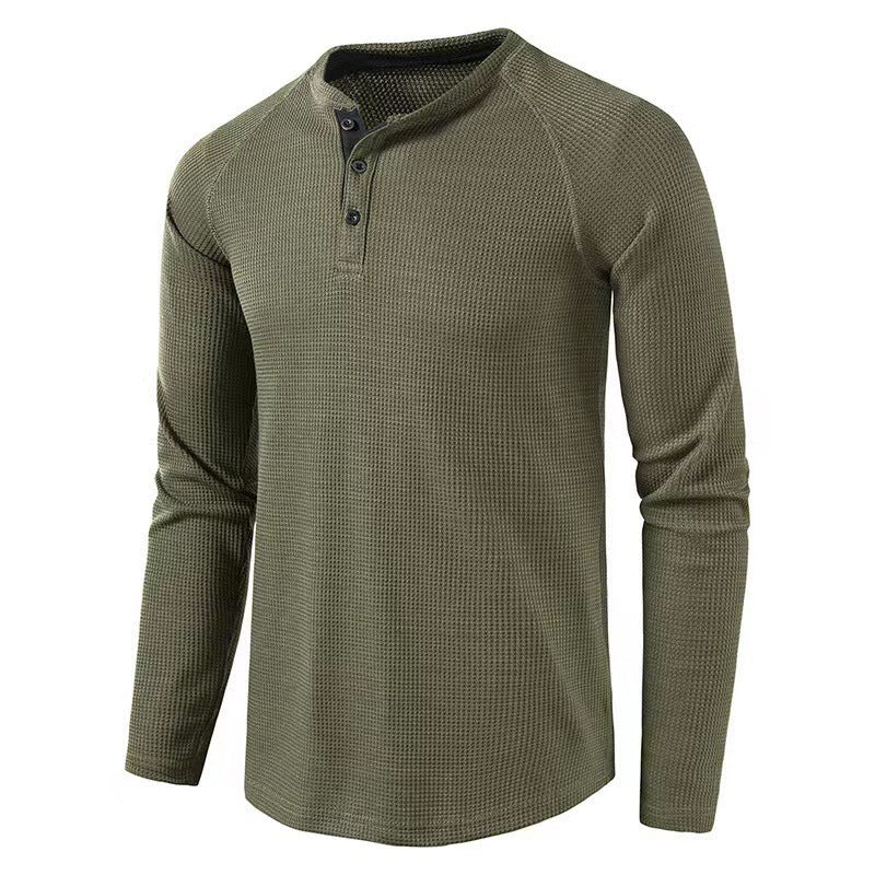 Herren T-Shirt Langarm Knopfleiste Modern Berlin Style