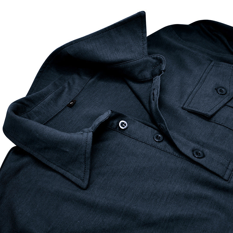 Herren Poloshirt Langarm Moderner Stehkragen Slimfit