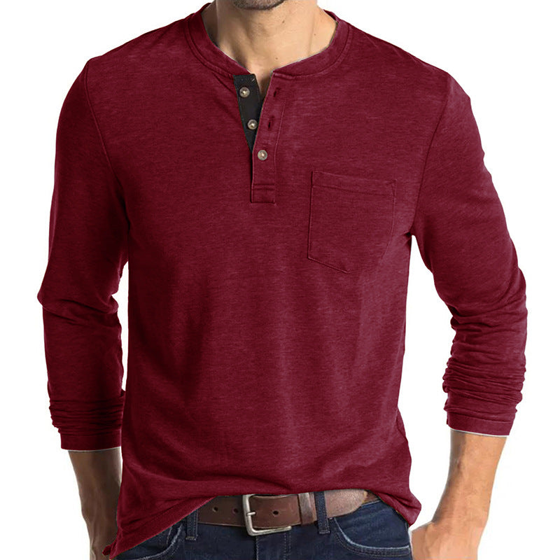 Herren Langarmshirt Modern Knopfdetails Elegant
