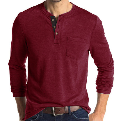 Herren Langarmshirt Modern Knopfdetails Elegant