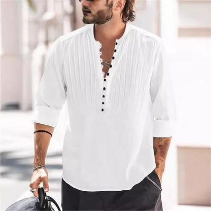 Herren Hemd Plissee Elegantes Button Down Design