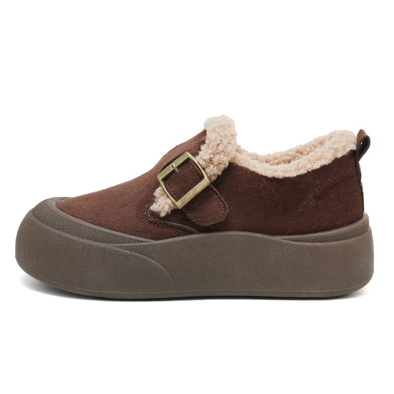 Damen Slipper Warm Bequem Schnallen Design
