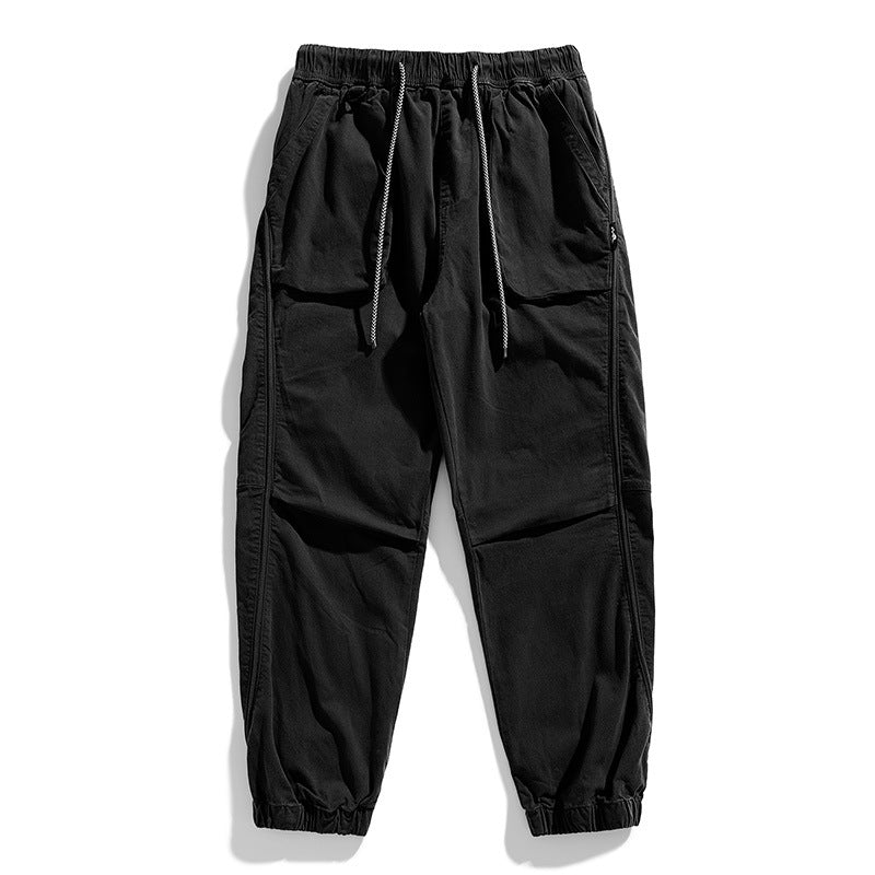 Herren Jogginghose Bequem Elastisch Cargo Schwarz