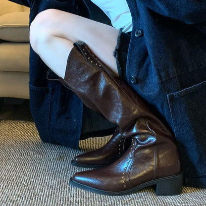 Damen Stiefel Cowboystyle mit Nieten Western Look - BerlinGlamour