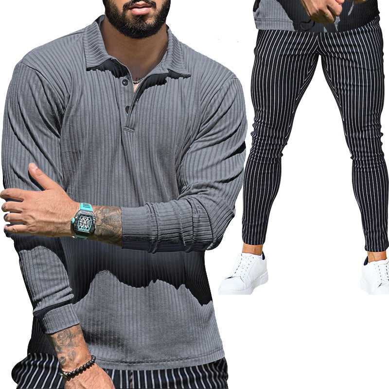 Herren Langarmshirt Sportlich Modern Strukturiert