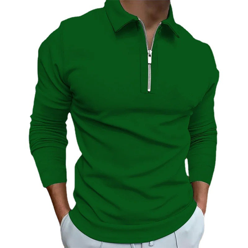 Herren Langarm Polo Reißverschluss Modern Sportlich