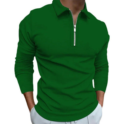 Herren Langarm Polo Reißverschluss Modern Sportlich