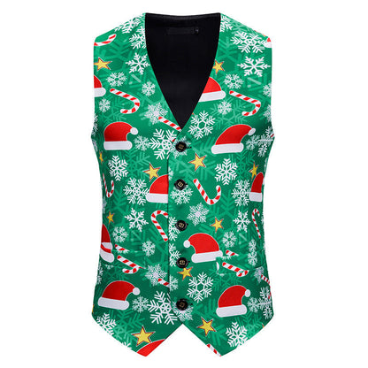 Herren Weihnachtsweste Lebhaftes Design Rot Gold
