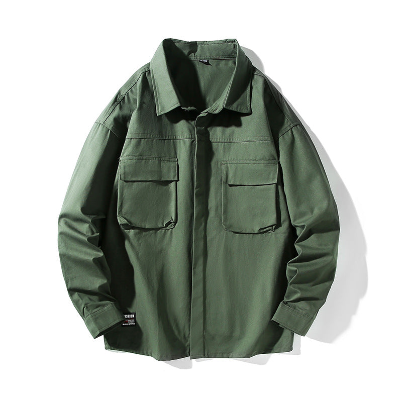 Herren Hemdjacke Lässig Utility Style Mit Großen Taschen
