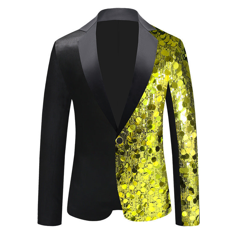 Herren Sakko Pailletten Modern Glamour Schwarz
