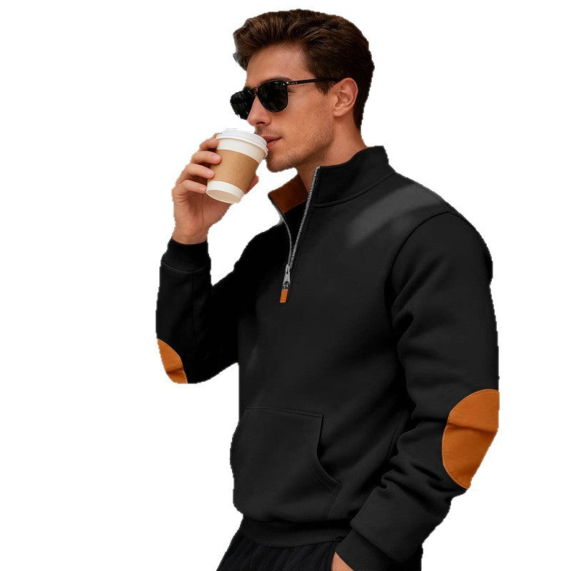 Sportlicher Herren Pullover Stehkragen Reißverschluss Modern