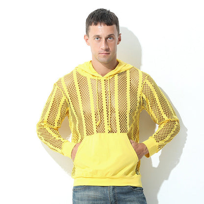 Herren Mesh-Hoodie Atmungsaktiv Kapuze Sportlich