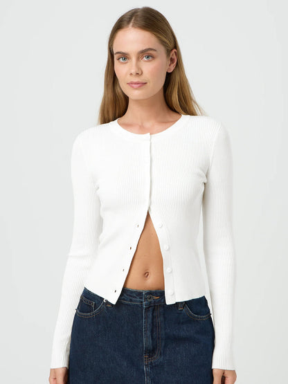 Damen Strickjacke Figurbetont Langärmlig Knöpfe