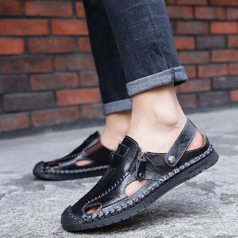 Herren Leder-Sandalen Luftig Verstellbar Sommer