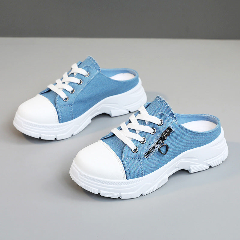 Damen Sneaker Slip-On Bequem Reißverschluss Schwarz