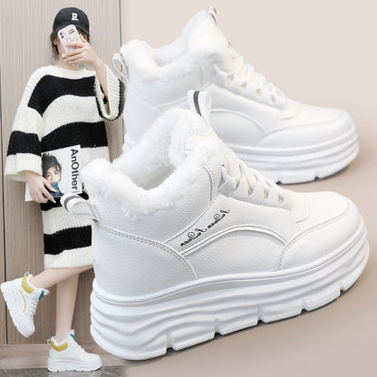 Damen Winter Sneaker Hoch Rutschfest Elastisch Schwarz
