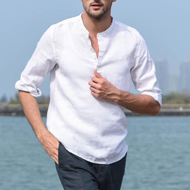 Leinenbluse Herren Leicht Sommer Modern