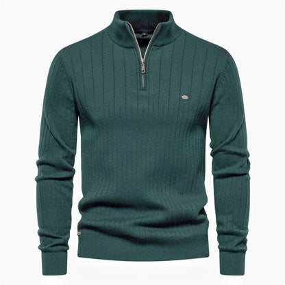 Herren Pullover Halbzipper Rippmuster Elegent Modern