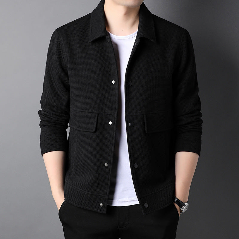 Herren Freizeitjacke Modern mit Klappentaschen Schwarz