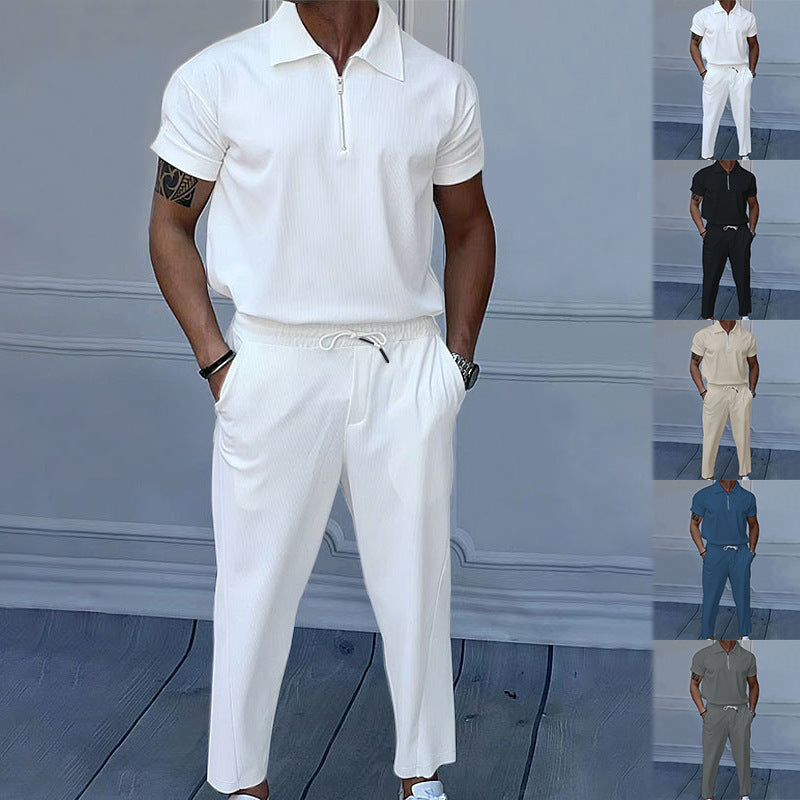 Herren Polo Chino Set Baumwolle Atmungsaktiv Elegant - BerlinGlamour