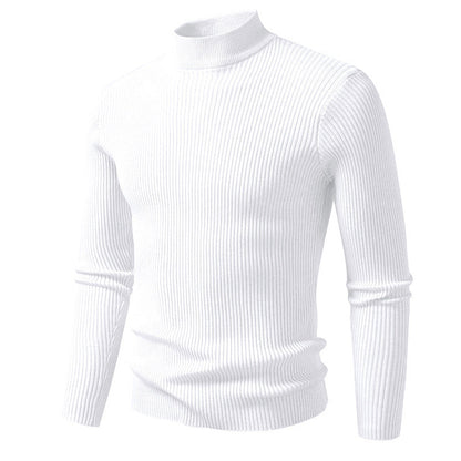 Herren Rollkragenpullover Feinripp Strick Modern Slimfit