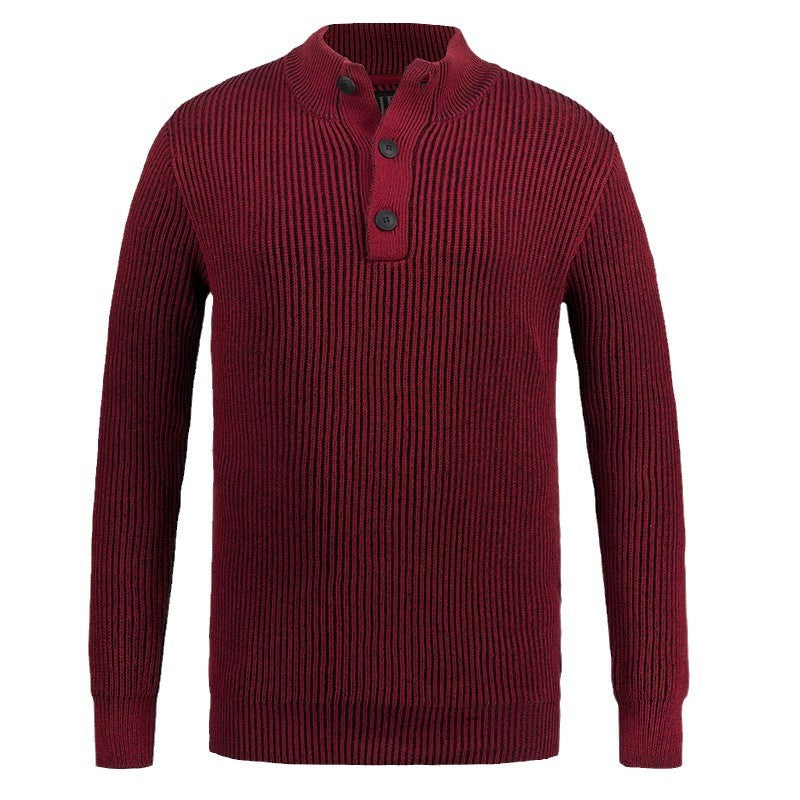 Herren Pullover Rippstrick Knopfleiste Modern Berlin Stil