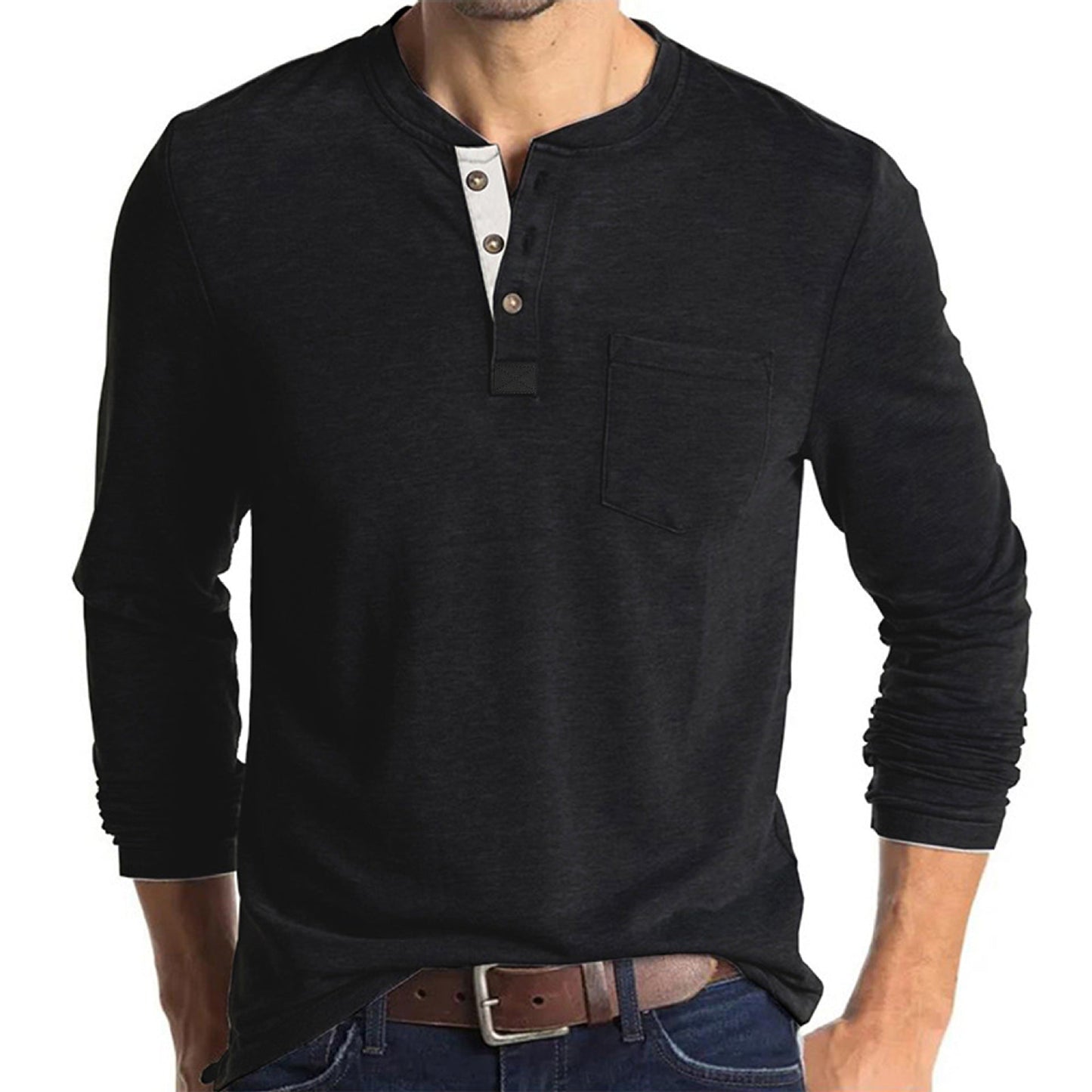 Herren Hemd Langarm mit Brusttasche Modern Elegant