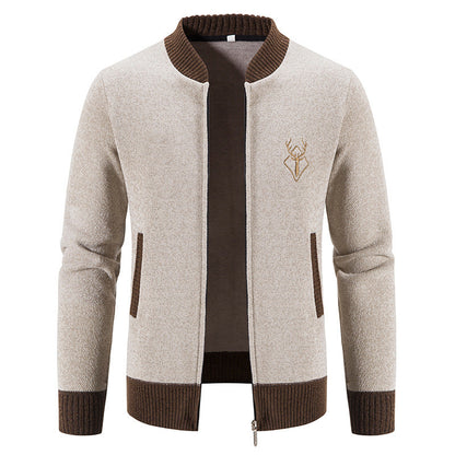 Herren Strickjacke Modern Reißverschluss Hochkragen