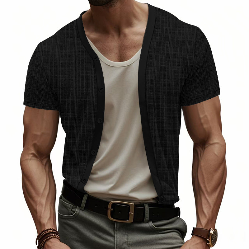 Herren Cardigan Hemd Kurzarm Modern Berlin Style
