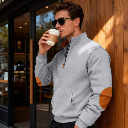 Sportlicher Herren Pullover Stehkragen Reißverschluss Modern