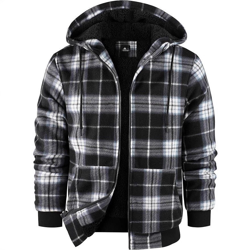 Herren Fleecejacke Karomuster Kuschelig Warm