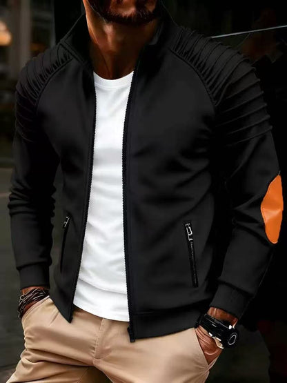 Herren Jacke Sportlich Mit Plissé Ärmeln Trendig