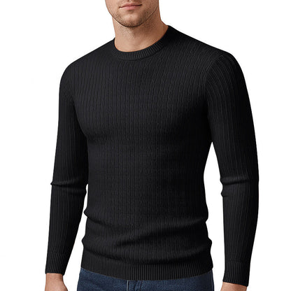 Herren Pullover Feinstrick Strukturiert Zopfmuster Elegант