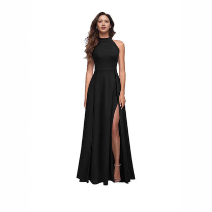 Damen Maxikleid Hochgeschlossen mit Seitenschlitz Elegant