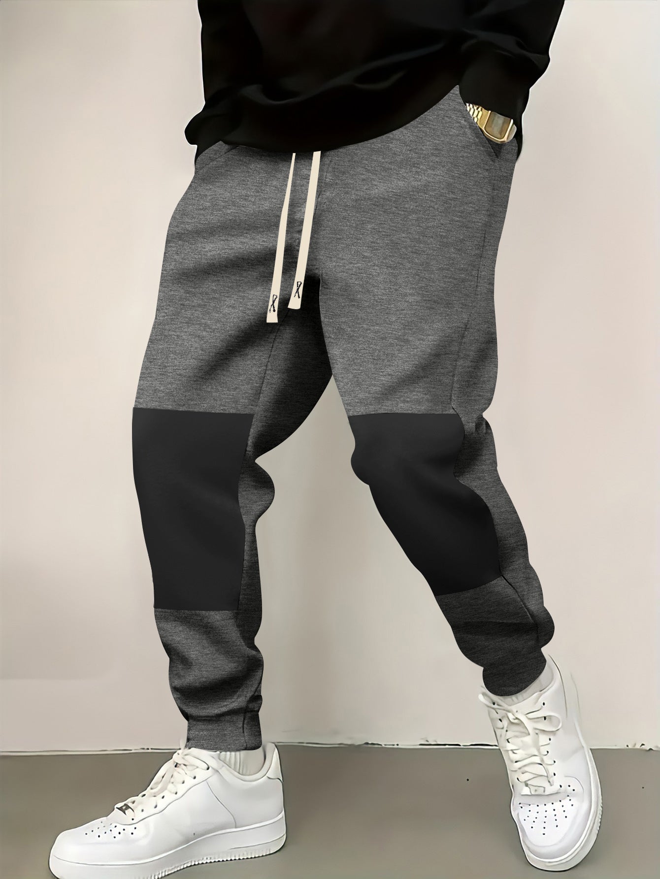 Herren Sporthose Modern Elegante Fitnesshose Schwarz