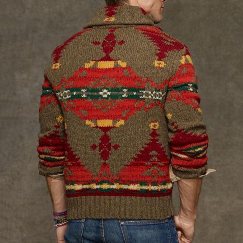Herren Pullover Grobstrick Modern Hochkragen Trendig