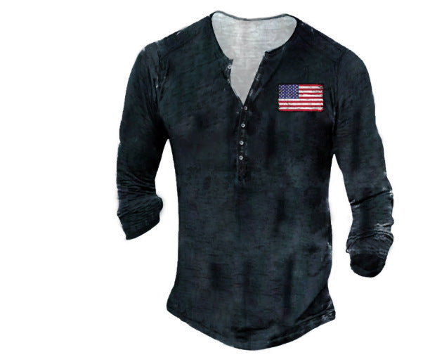 Herren Langarmshirt mit Vintage Route 66 Druck Baumwolle