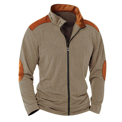 Herren Lederjacke Steppjacke mit Kragen Schwarz Elegant