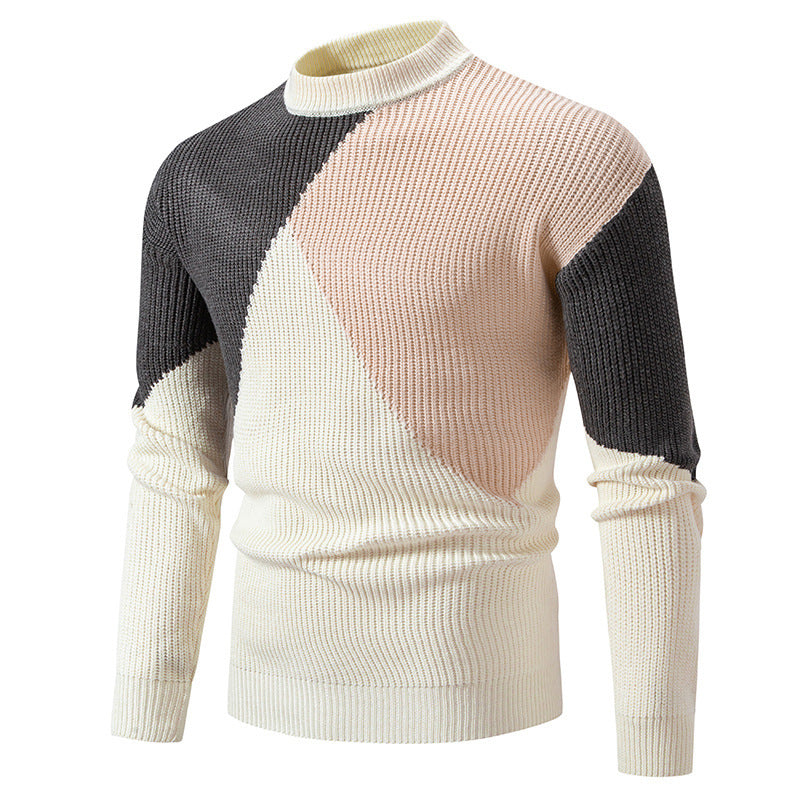 Herren Rollkragenpullover Modern Grafisches Design Farbblock