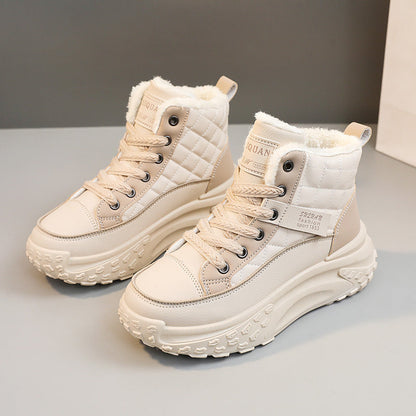 Damen Sneaker Hoch Hohe Sohle Kuschelig Rutschfest
