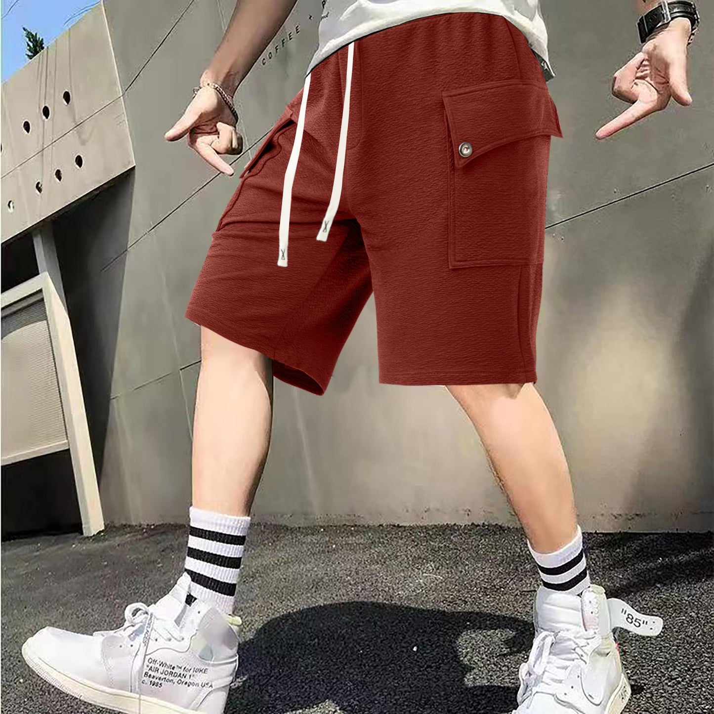 Herren Cargo-Shorts Weit Bequem Mit Vielen Taschen