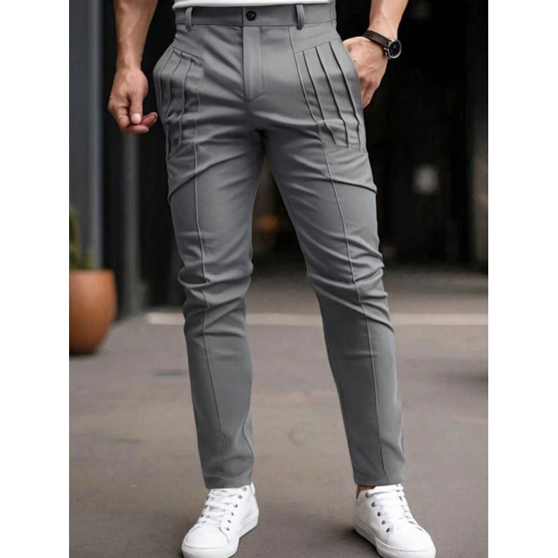 Herren Slim Fit Hose mit Bundfalten und Stretch