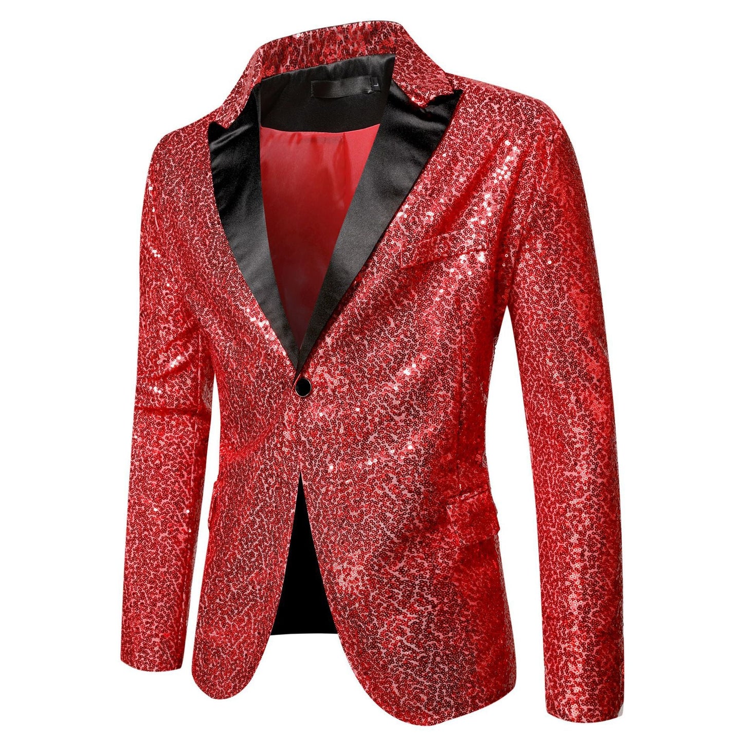 Herren Glitzer Smokingsjacke Schwarz Elegant