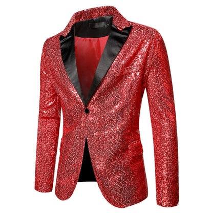 Herren Glitzer Smokingsjacke Schwarz Elegant