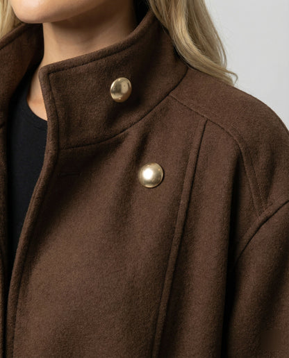 Damen Strickjacke Slim Fit Wollmantel Kurz mit Gürtel Stehkragen
